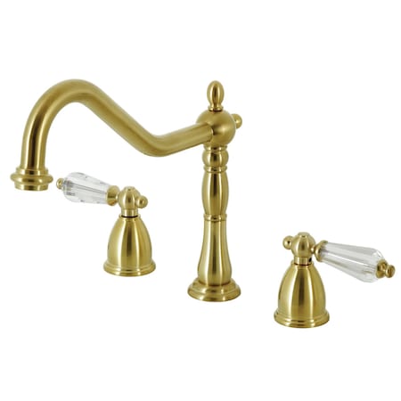Kingston Brass Widespread Kitchen Faucet, Brushed Brass KB1797WLLLS